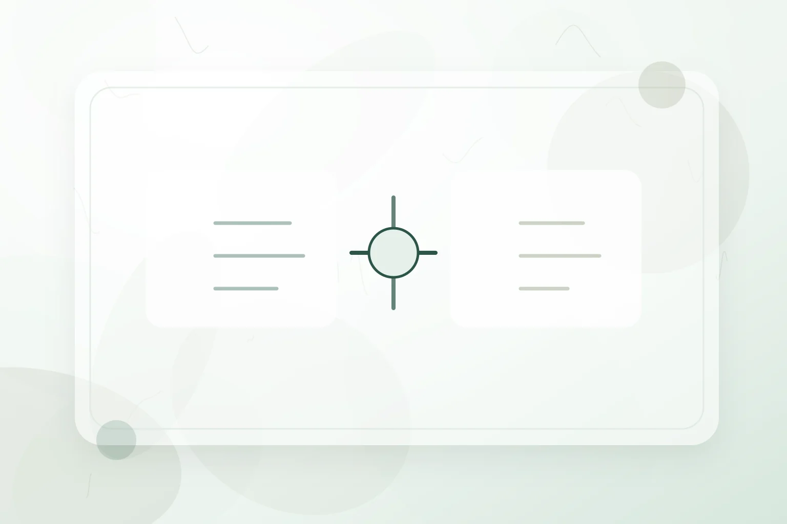 Balanced comparison panels joined by a central review point, illustrating alternative medicine vs conventional.