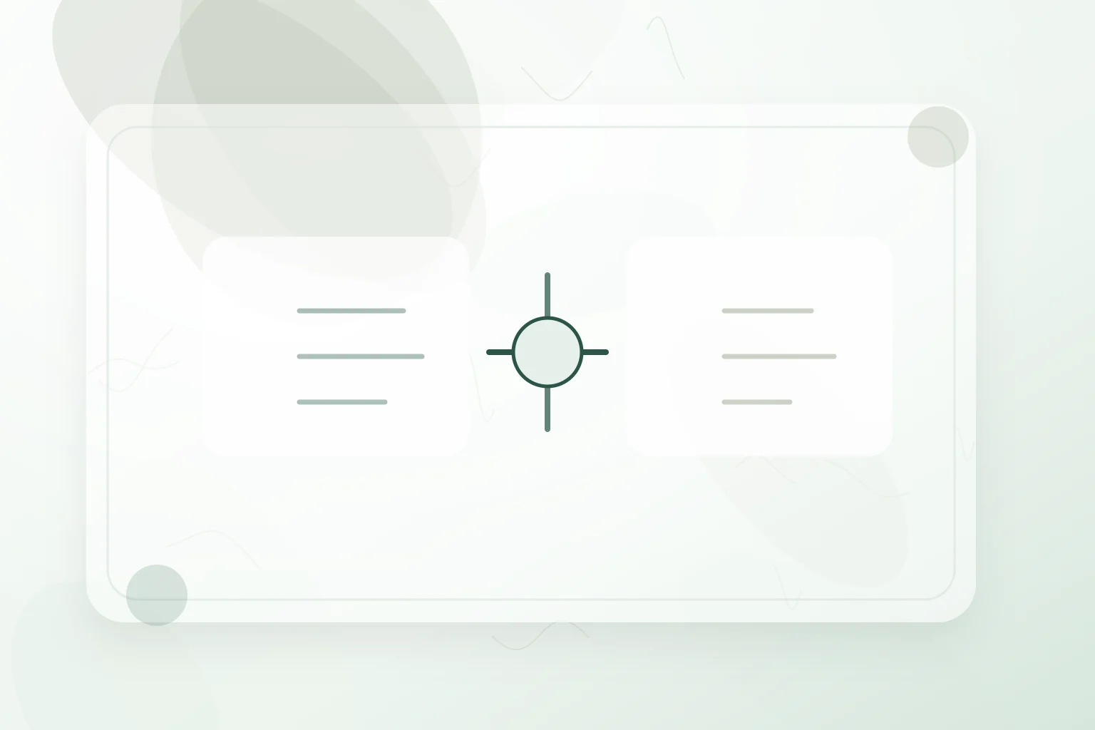 Balanced comparison panels joined by a central review point, illustrating difference between holistic and conventional medicine.